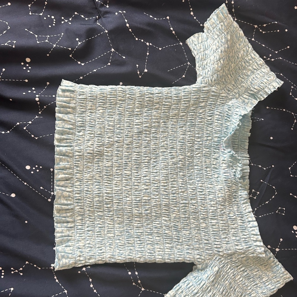 Light Blue Smocked Women's Top